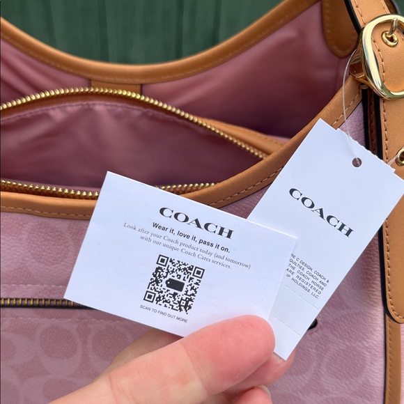 Coach Erin Shoulder Bag In Signature Canvas With Charms Purse Powder Pink - Picture 12 of 13